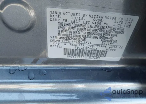 2016 Nissan Versa Note S (Sr)/S Plus/Sl/Sr/Sv из США, поврежденный, VIN 3N1CE2CP9GL367109